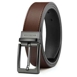 CHAOREN Men's Leather Belt, Reversible Belt, Black & Brown, 35 mm for Business Suit and Jeans Belt, One Belt Reversible, Two Colours, Black/dark brown