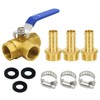 BesNPT Brass 3 Way L-Port Valve 1/4" Hose Barb Forged