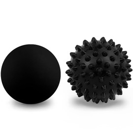 Massage Lacrosse Ball, Spiky Massage Ball, for Deep Tissue, Trigger Point and Myofascial Release, Muscle Knots, and Yoga Therapy (Black-Black)
