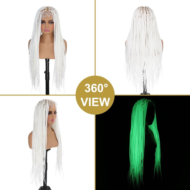 Orgwigs White Glow in the Dark Knotless Box Braided Wig