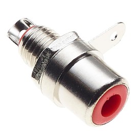 Phono Socket Chassis, Red - RCA Chassis Panel Mount Female Adapter Nickel Plated Connector, For Amplifier Audio Terminal Plug - Pack Of 10