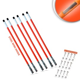30" Length - Reflective, Universal, Unbreakable Orange Snow Plow Guide Markers with Steel Wire Inside (6)