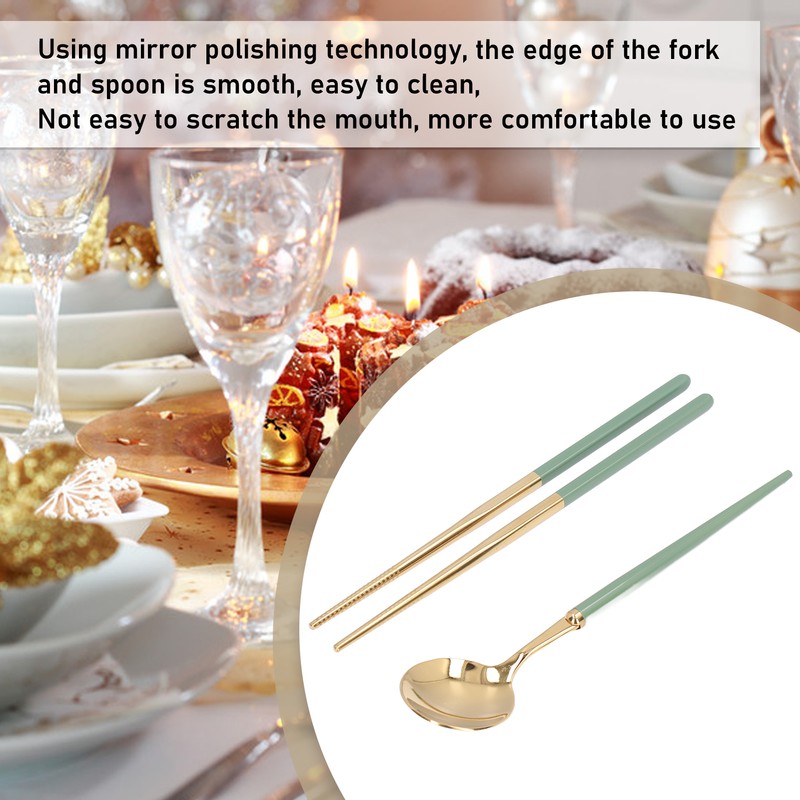 Stainless Steel Flatware Set Reusable Utensils Set Student Cutlery Storage