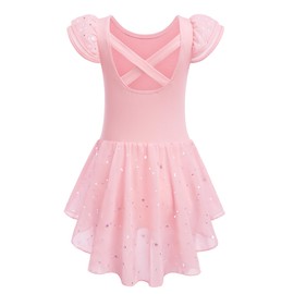 Zaclotre Girls Ruffle Sleeve Ballet Leotard with Skirt Criss-Cross Back Dance Dresses Outfit