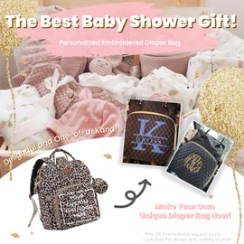 ROSEGIN Diaper Bag Backpack with Changing Pad, Pacifier Case, Baby Bag for Boy Girl Toddler - Large, Stylish, Waterproof Travel Diaper Bag for Mom - Baby Shower - Cheetah