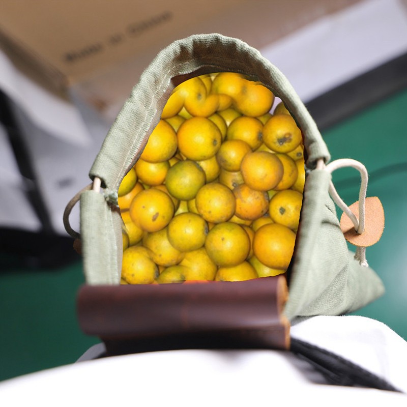 Leather Canvas Foraging Pouch Belt Fruit Picking Bag for Camping