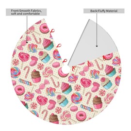 MOLIAN 36" Traditional Christmas Tree Skirt with Colorful Sweet Lollipop Candy Macaroon Cupcake Donut Design Holiday Party Decoration