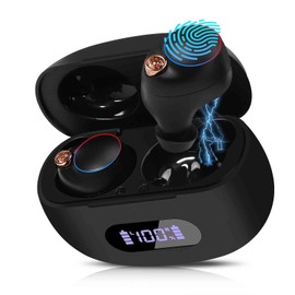 UrbanX True Wireless Bluetooth Earbuds + Charging Case, Black, Dual Connect, IPX5 Water Resistance, Bluetooth 5.2 Connection, Balanced, Bass Boost Compatible with BlackBerry KEY2 LE