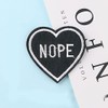 Acxico 5Pcs Nope Black Heart Iron-On/Sew-On Embroidered Patch, Gothic Punk