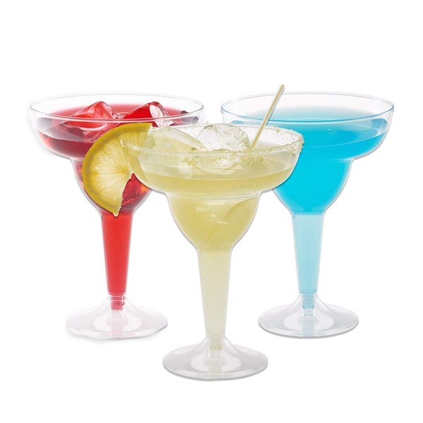 Plastic Margarita Glasses | 12 oz. – 50 Pack | Hard Clear Plastic Cocktail Cups | Disposable Party Cups | Large Margarita Glasses | Plastic Cocktail Coupe | Frozen Drink Cups