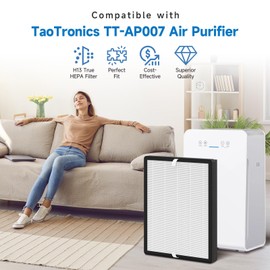 TT-AP007 Replacement Filter Compatible with TaoTronics TT-AP007 Air Purifier, 4-Stage Filtration, H13 True HEPA Filter, 2-Pack