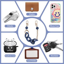 CLARKCAS Phone Lanyards Wrist Strap,Metal Acrylic Hook Wristlet Bracelets Phone Wristlet Strap Decoration Gifts,Dark Blue