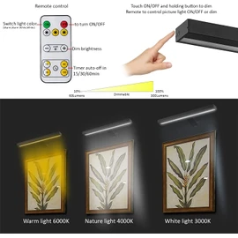 MIOBLUE Wireless Picture Lights,Rechargeable Battery Art Display Light with Remote Control, Dimmable/Timer Off Dartboard Light 16 Inch Full Metal Accent Lamp with 40LEDs for Paintings,Picture,Frame