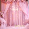 Pink Tulle Backdrop Curtains with Lights String for Parites 10ft×8ft