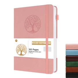 Dzhzal Lined Journal Notebook Tree, A5 365 Pages College Ruled 100gsm Thick Journals for Writing, Hardcover Leather Journal with Elastic Band for Women Men on Work, Business, School and Travel