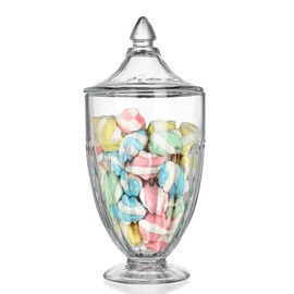 24oz Clear Glass Candy Jar with Lid Glass Cookie Jars Storage Decorative Jars for DIY Projects,Candy Buffet,Shower Favors(9.4 * 3.9inch)