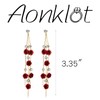 Long Rose Tassel Drop Earrings for Women 3d Red Flower