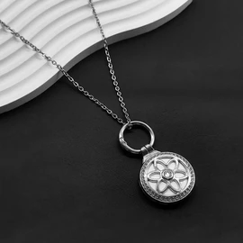 Airtag Necklace for Adults, Metal Jewelry Chain Airtag Holder Necklace for Women Men GPS Tracker Necklace Compatible with Air Tag (Silver)