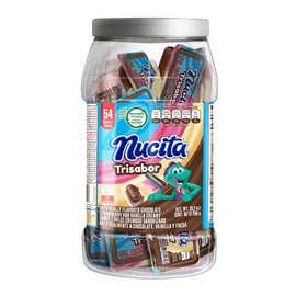 Nucita Trisabor Jar | Delicious On-The-Go Treat | Chocolate, Vanilla & Strawberry Flavors | 54 Pieces Total | 27 Ounce (Pack of 1)