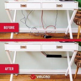 VELCRO Brand | Mountable Cable Sleeves Roll | Cable Tidy | Perfect Desk Organiser for Cable Management | 30cm x 14.6cm | Black