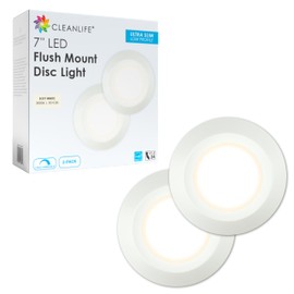 CLEANLIFE 7" LED Flush Mount Ceiling Light - Energy Efficient LED Puck Lights - Easy-Install Ceiling Lights for Hallways - Disc Light for Home, and Retail Spaces (2-Pack, Soft White)