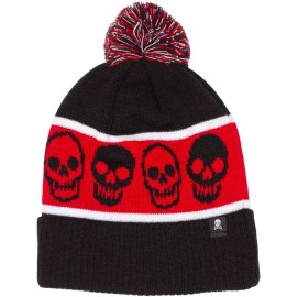 Sourpuss NEW Sourpuss Unisex Black & Red Skull Beanie Knit Hat - Retired 12/2017
