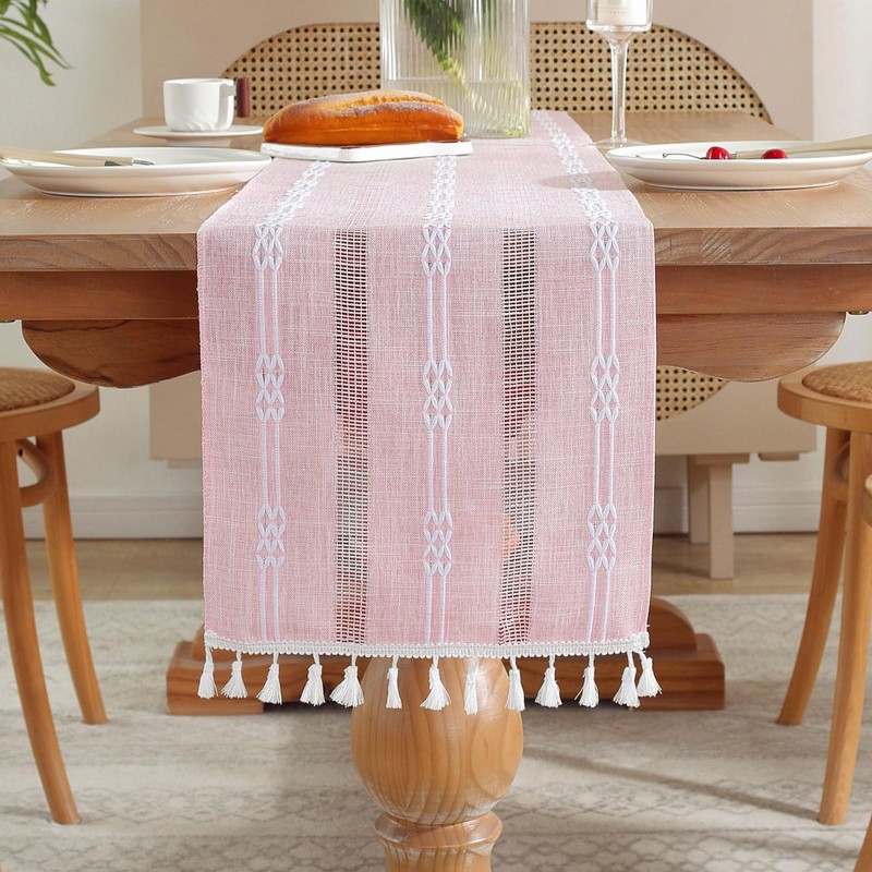 Bigqin Boho Table Runner with Tassels, 183x33cm/72"x13" Table Decoration, Linen