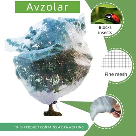 4 Pack Avzolar Tree Nets for Fruit Trees and Blueberry Bushes, Bird and Squirrel Protection, Drawstring Closure (4 x 4.6 FT x 4Pcs)