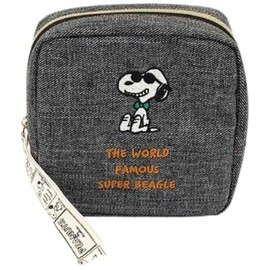 Marimo Craft SPCQ-467 Snoopy Bowtie Series Square Pouch, Black, Joe Cool Approx. W 4.9 x H 4.9 x D 1.6 inches (125 x 125 x 40 mm)