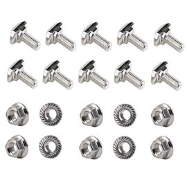 PZRT 10pcs M6 x 25mm Hammer Head Bolt T Screw,10pcs M6 Hexagon Flange Nuts Set, Carbon Steel Nickel Plated for 3030 Series Standard 8mm T-Slot Aluminum Profile