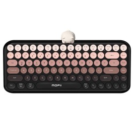 Lomiluskr Colorful Wireless Keyboard, Bluetooth/2.4G Dual Mode, Compact TKL Quiet Membrane Keyboard, Cute Gradient Retro Round Keycaps, Compatible with PC/Laptop/Tablet/Smartphone (Black)