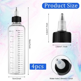 COMNICO 4 Pack Applicator Bottle for Hair, 8.5oz Soft Squeeze Empty Oil Dispenser Hair Color Applicator Root Hair Dye PET Plastic Refillable Bottles for Salon Sylist with Graduated Scale and Twist Top