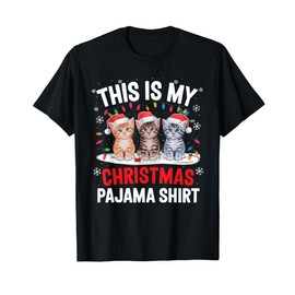 This Is My Christmas Pajama Shirt Cat Lover Meow Kitty Xmas T-Shirt