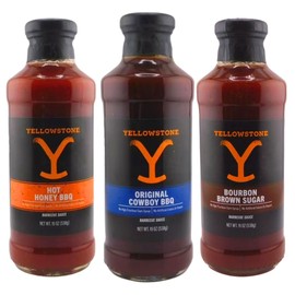 Yellow-Stone Barbecue Sauces Variety Pack of 3 - Original, Hot Honey, Bourbon Brown Sugar - 19oz Jars
