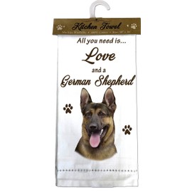 E&S Pets German Shepherd Kitchen Towels, Off-White Small