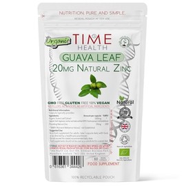 Organic Guava Leaf Extract – 20mg Natural Zinc per Capsule – Vegan – Zero Additives – GMP Standards – (60 Capsule Pouch)