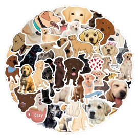 Labrador Sticker Set, 50 Pieces, Cute Decoration for Car, Laptop, Skateboard, Bicycle, Moped, Motorcycle, Bicycle, Computer, Suitable for Adults and Children