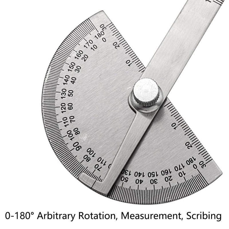 Stainless Steel Protractor, 0-180 Degree Goniometer Adjustable Arm Angle Gauges
