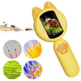 Crspexil Microscope, Digital Microscope,Holding Magnifying Glasses，2’’ IPS Eye-Protecting Screen,4 Zoom Buttons,8 LED Lights,Built-in Mini-Games.Christmas,Birthday,Edu Gifts.