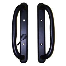 10" Olympus Sliding Patio Glass Offset Black Pull Handle Set Replacement - Non-Keyed Handle fits 3 ¹⁵/₁₆ inches Hole Spacing, and 1-1/4" to 2-1/4" Door Thickness - Fix and Repair Door Hardware