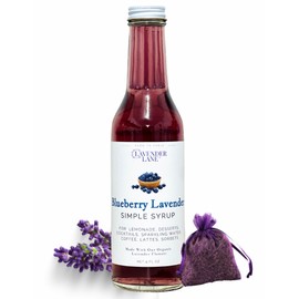 Lavender Lane Blueberry Lavender Simple Syrup, 9 oz - USA Lavender Farm, Free Sachet Included, For Cocktails, Tea, Desserts, Mocktails