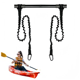 Granmagazz 2 Pieces Paddle Leash for Kayak, Leash for Paddle, Kayak Paddle Leash, 1.5 m Extendable Kayak Paddle Leash with Carabiner for Canoe, Boat, Kayak (Black)