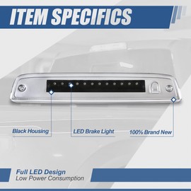 Auto Dynasty LED 3rd Third Brake Light Compatible with 2003-2016 Ford Expedition/Lincoln Navigator, Rear Center Cab Cargo Lamp High Mount Stop light, Chrome Housing Red Lens