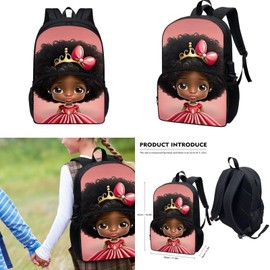 YECARYPOD Afro Black Girl Kids Backpacks for Girls 8-10 Elementary Middle School Bags Teen Bookbags Set School Backpack with Lunch Box and Pencil Case