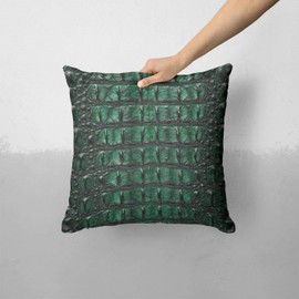 iiRov Vivid Green Crocodile Skin - Custom Decorative Home Decor Indoor or Outdoor Throw Pillow Cover for Sofa, Bed or Couch Cushion (Pillow CASE Cover ONLY)
