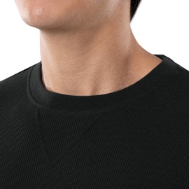 IZOD Men's Waffle Knit Crewneck Top and Jogger Pant Sleep Set, Black, Large