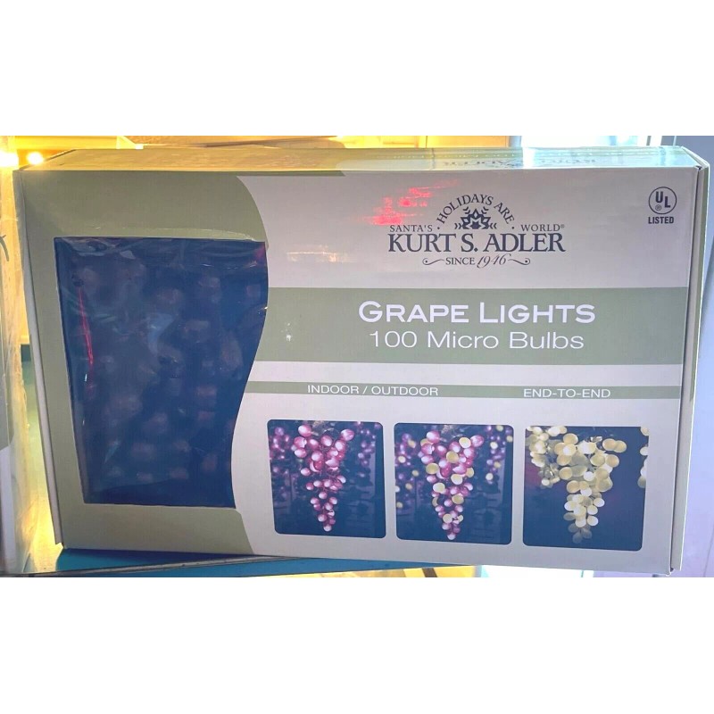 Kurt Adler 100-LIGHT SET GRAPE CLUSTER Red BURGUNDY GRAPE Indoor/Outdoor