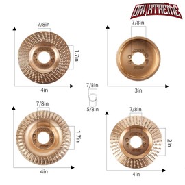 ORIXTREME 5Pcs 4 Inch HIGH Temperature Hardening Wood Carving Disc Grinding Wheel Set Wood Shaping Wheel Wood Grinding Shaping Disc for Angle Grinder with 7/8" -5/8" Arbor