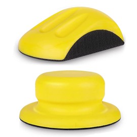 QIUMIN Pack of 2 Sanding Blocks 125 mm, Hand Sanding Block for DIY Woodwork, Crafts and Furniture Restoration, Sanding Block for Sanding Discs, yellow