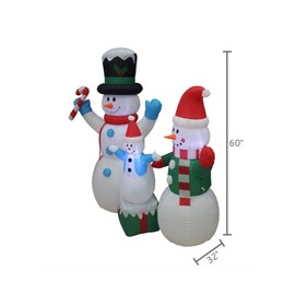 Impact Canopy Christmas Inflatable Decoration, Outdoor Holiday Lighted Snowman Family - Kid On Box, 5' Tall